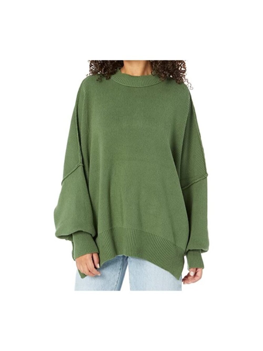 NWT Free People Sea Garden Sweater Green Ribbed Oversized Small MSRP $128